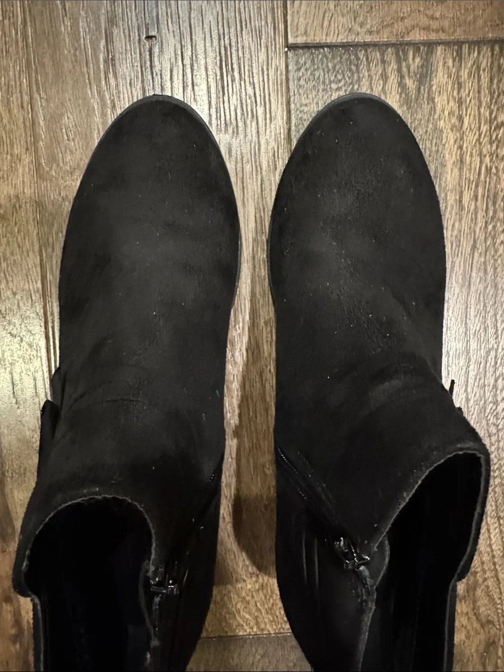 Girls' Black Suede Ankle Boots with Side Bow Accent